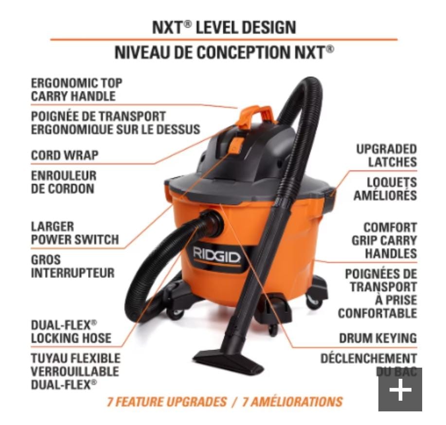 RIDGID NXT 34L (9 Gal.) 4.25 Peak HP Wet/Dry Shop Vacuum with Filter, Hose and Accessories