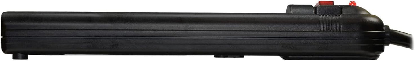 Weltron - Wall Mount 6 Outlet Surge Protector Power Strip 10 ft. Black (WSP-600PLF-10BK)