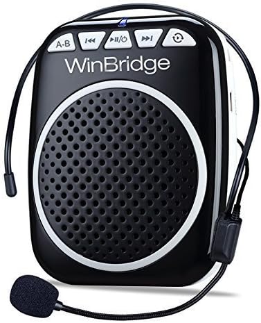 WinBridge WB001 Rechargeable Ultralight Portable Voice Amplifier Waist Support MP3 Format Audio for Tour Guides, Teachers, Coaches, Presentations, Costumes, Etc.-Black