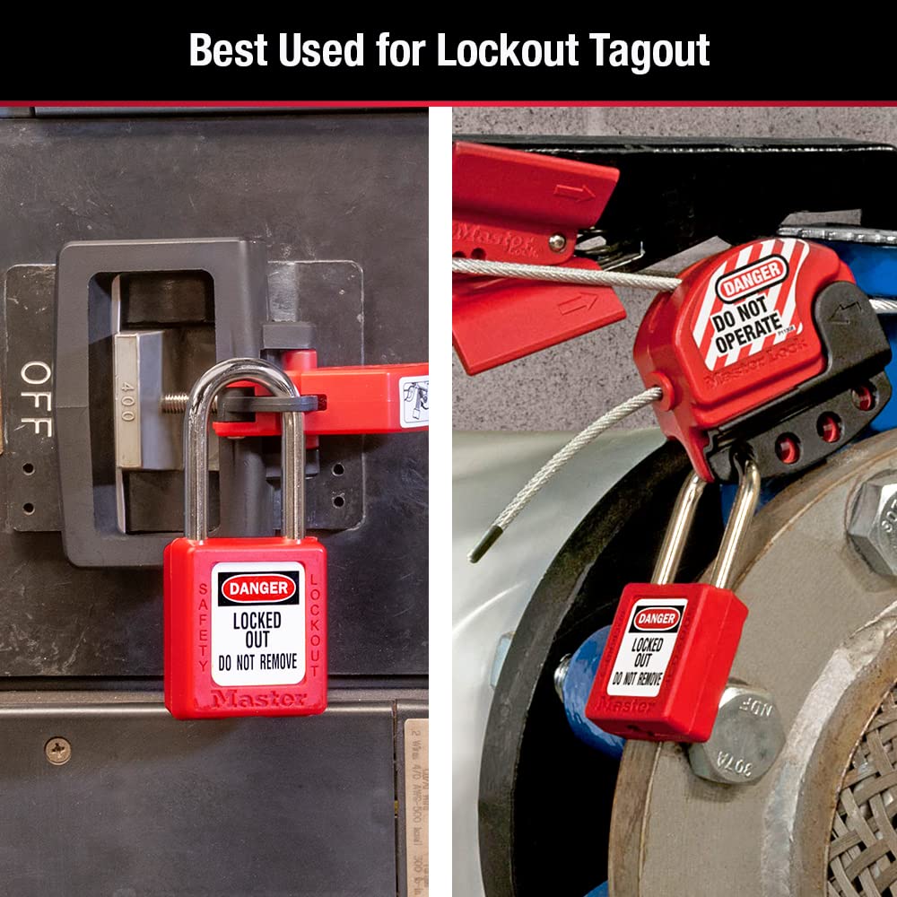Master Lock 410RED Keyed Different Safety Lockout Padlock, Red