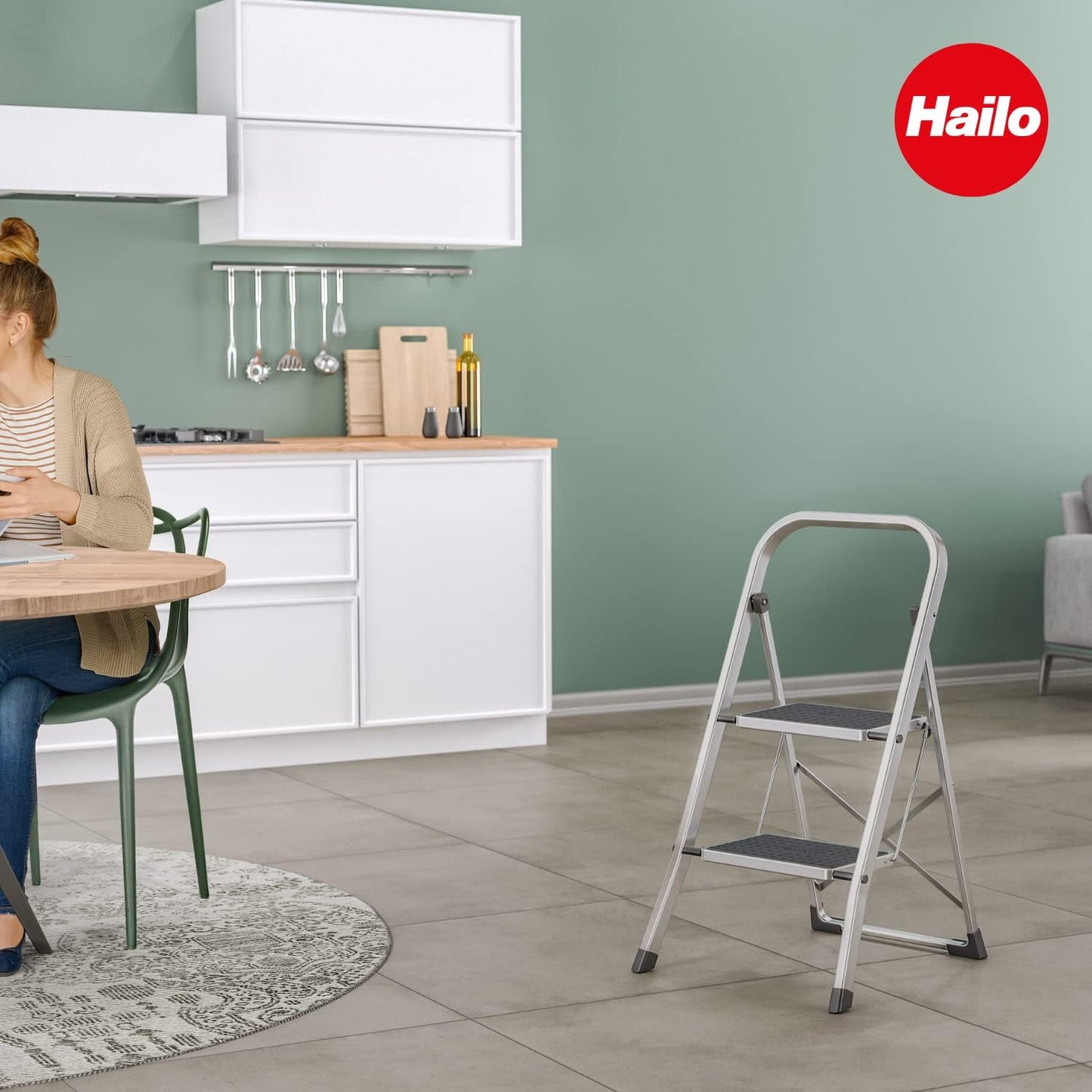 Hailo K30-Model 330-Pound Capacity Aluminum Step Stool, 2-Step