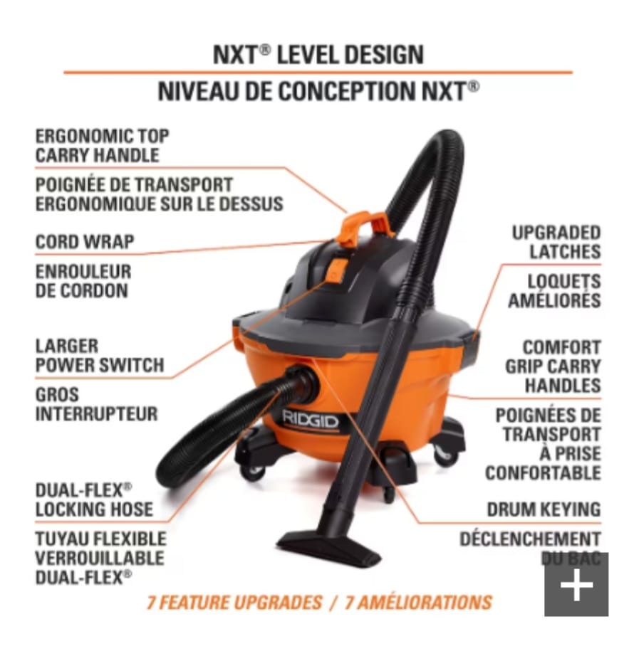 RIDGID NXT 22L (6 Gal.) 3.5 Peak HP Wet/Dry Shop Vacuum with 10 ft. Power Cord