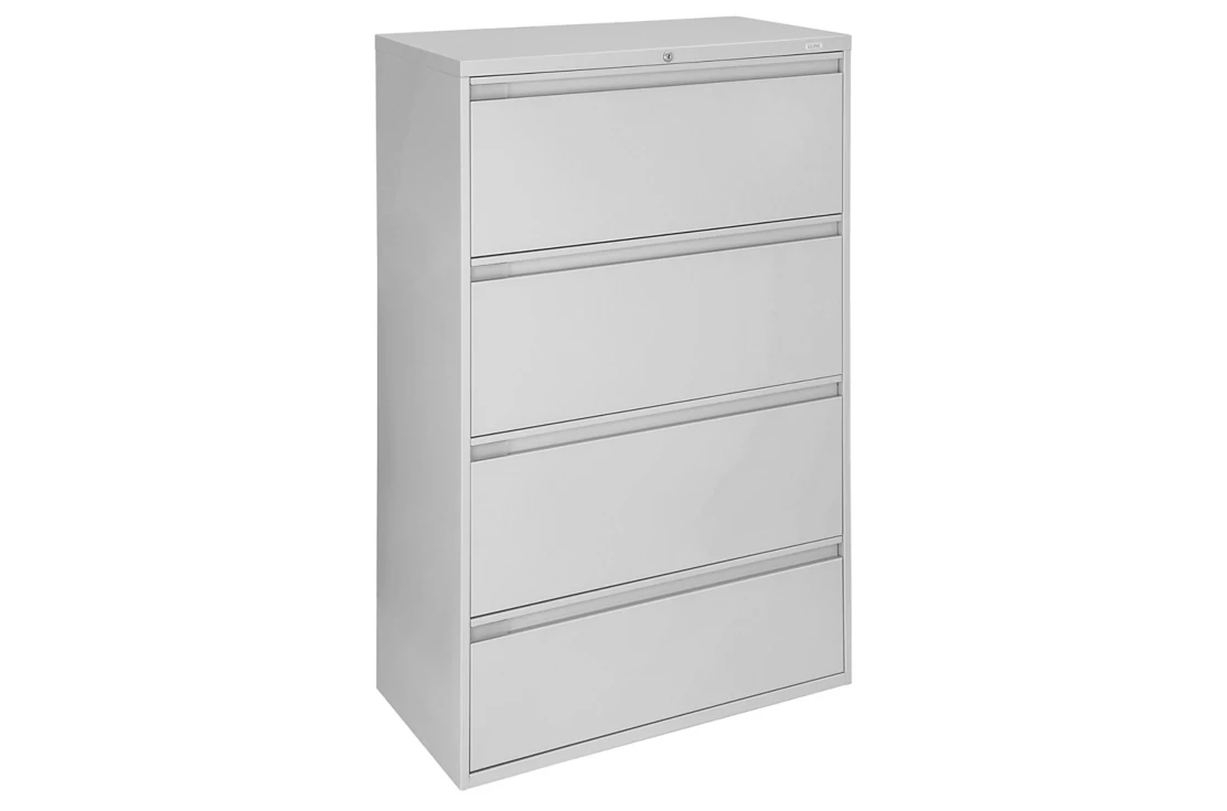 Lateral File Cabinet - 36" Wide, 4 Drawer, Light Gray