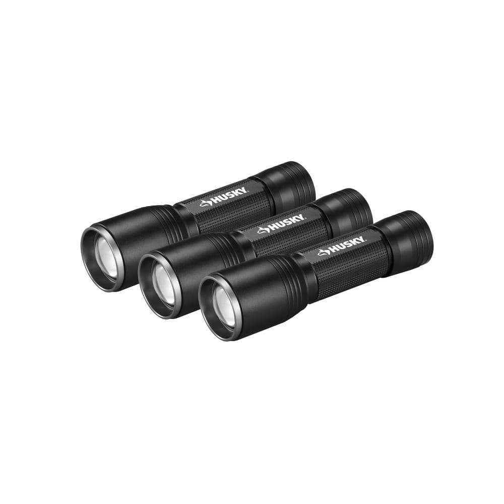750 Lumens Focusing Aluminum LED Flashlights 3 Modes Impact and Water Resistant with Batteries (3-Pack)