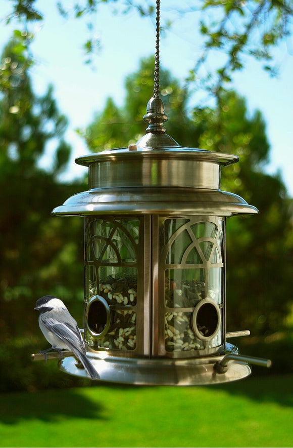 Antique Pewter Solar Light & Birdfeeder