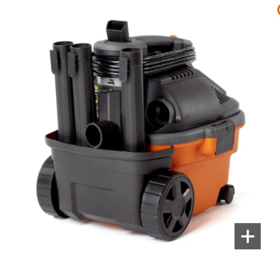 RIDGID 15L (4 Gal.) 5.0 Peak HP Portable Wet/Dry Shop Vacuum with Large Rear Wheels & Storage