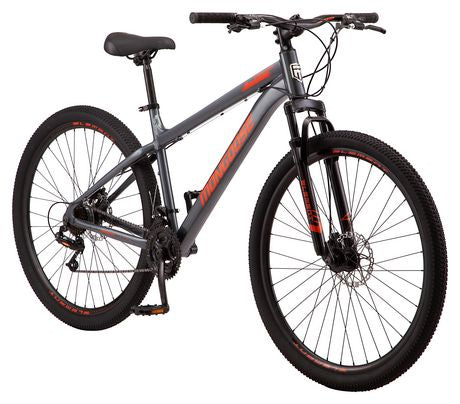 Mongoose Durham mountain bike, 21 speeds, 29-inch wheels, gray