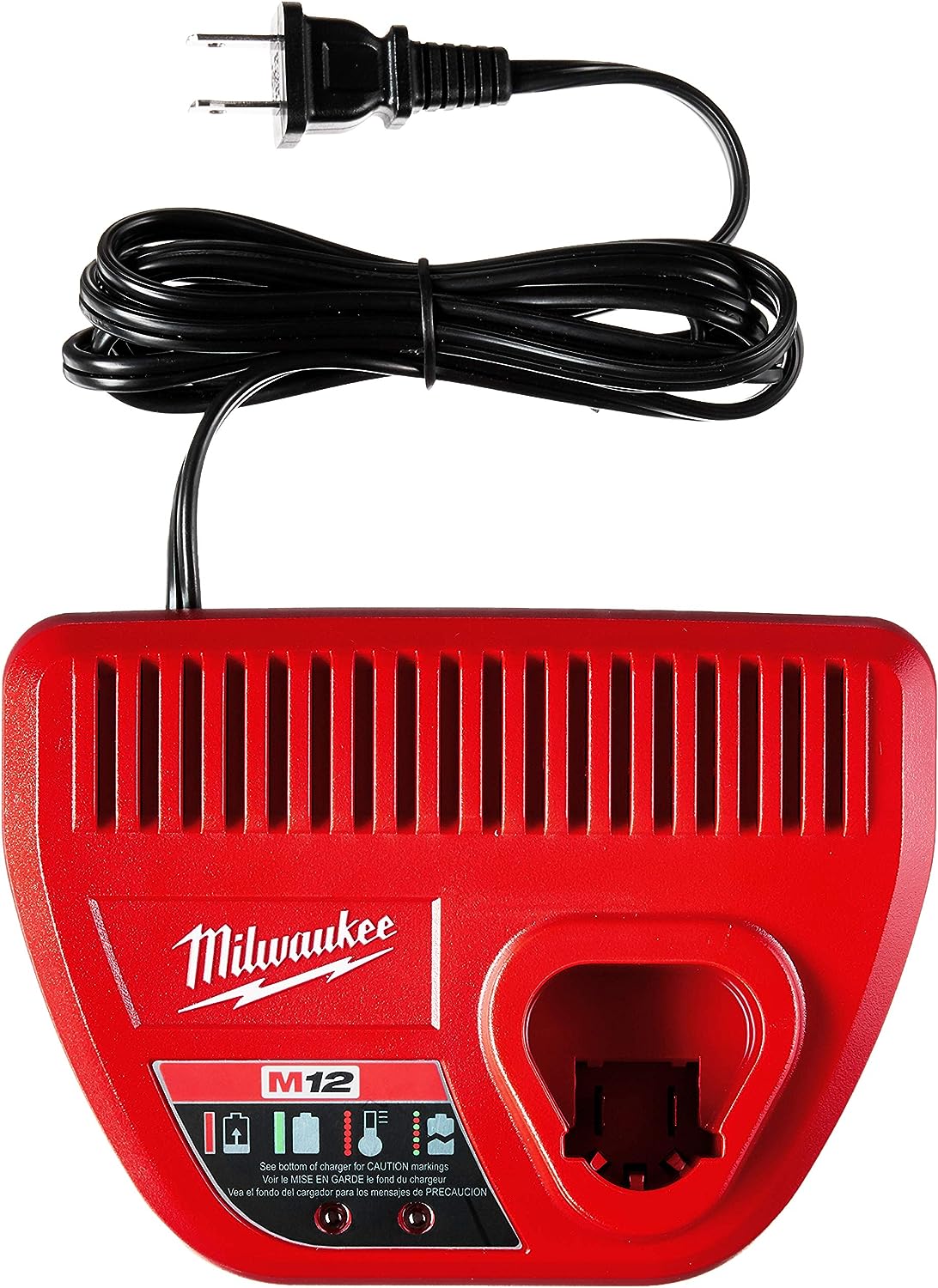 MILWAUKEE'S Genuine OEM 48-59-2401 M12 Lithium Ion 12 Volt Battery Charger w/LED Indicating, Red