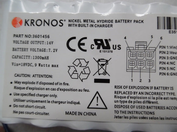 Kronos InTouch 9000 9100 BBU Backup Battery Style 3601456 NiMH W Charger